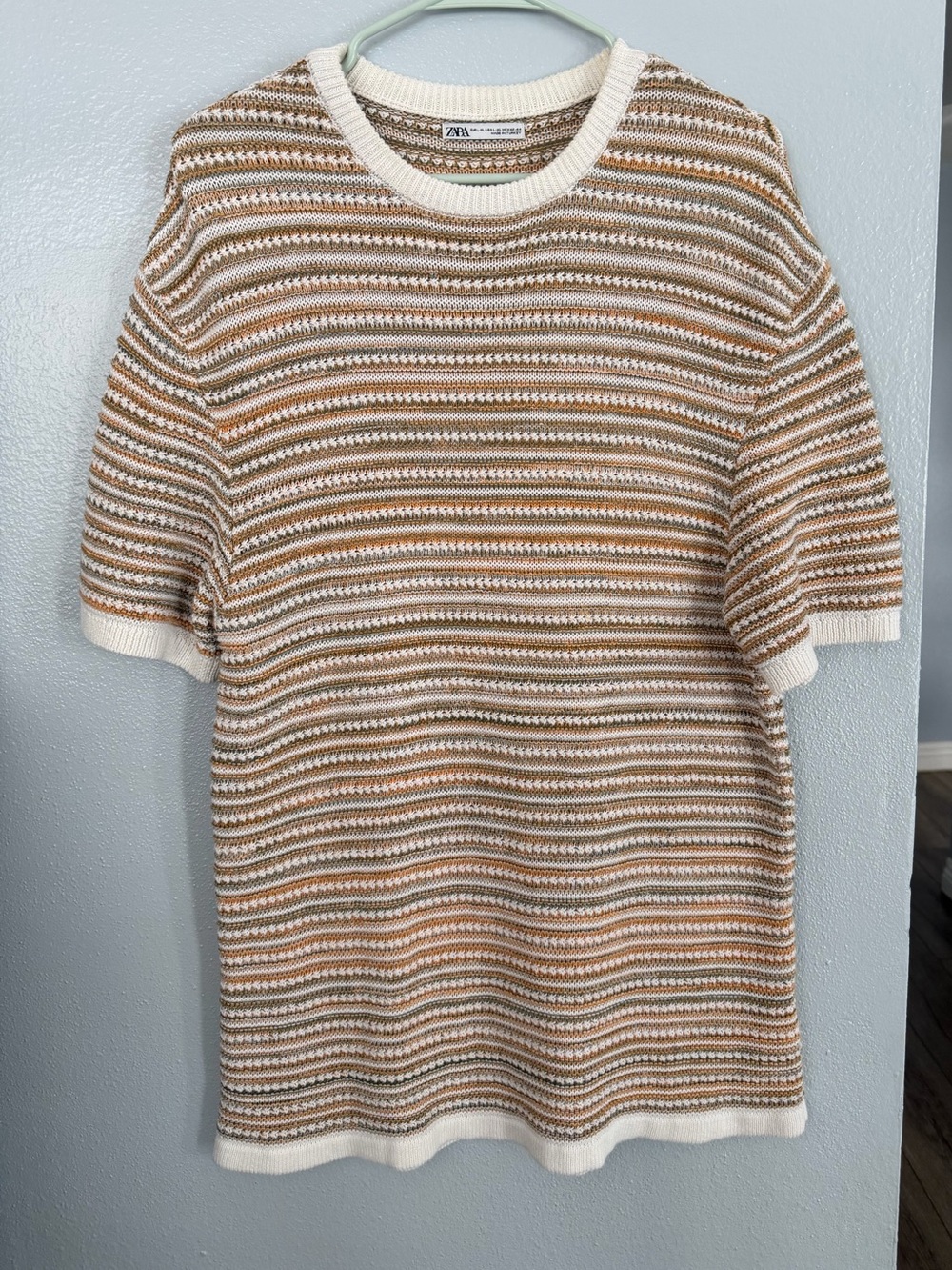 Zara striped textured knit summer sweater size L/XL